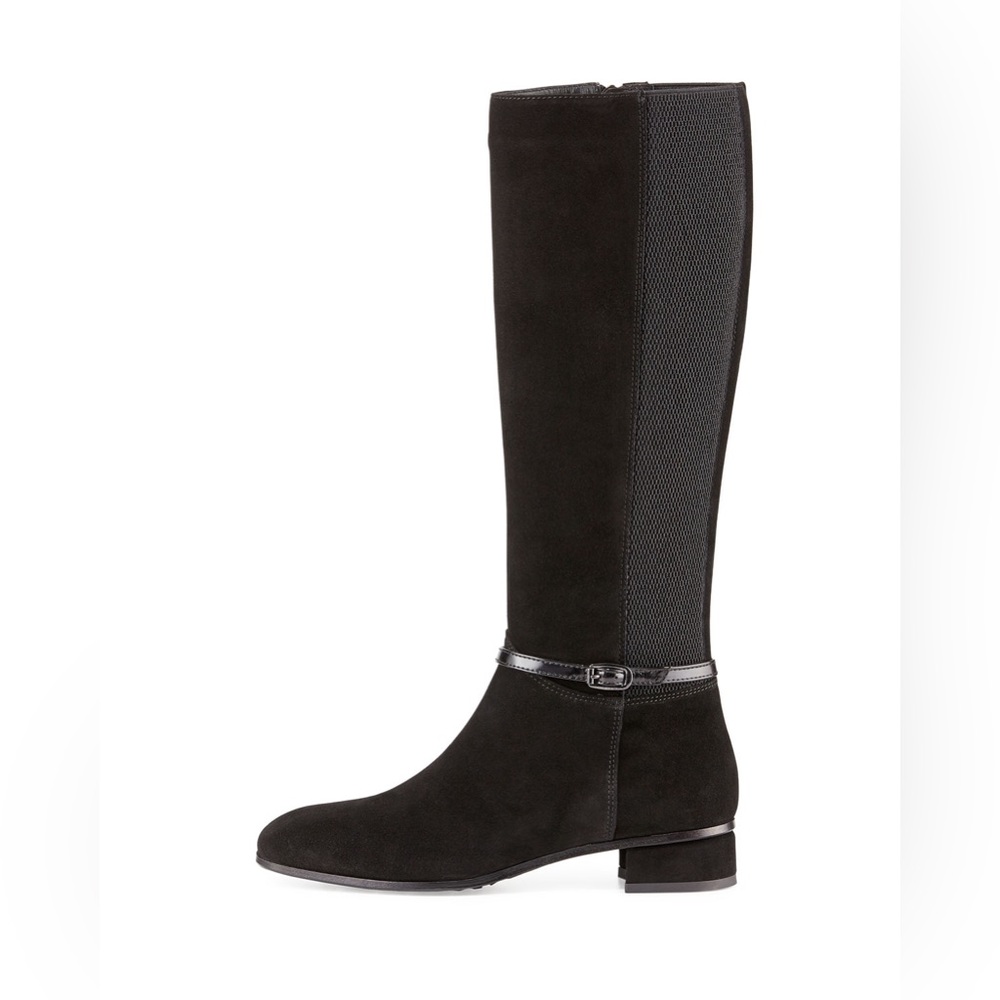 Aquatalia Liberty buckled riding heel boot black size W 9